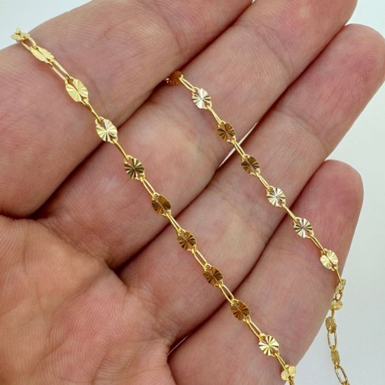 Wholesale 1/20 14K Gold Filled Bulk Chain - Sunburst Paperclip Chain 3.5 x 1.2mm (sold per foot)