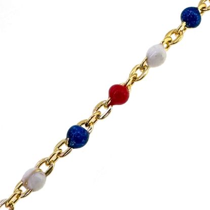 Wholesale 1/20 14K Gold Filled Cable Chain with Red, White, and Blue Enamel Links - Bulk Chain by the Foot