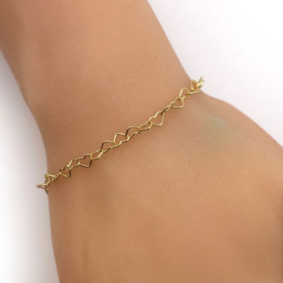 Wholesale Gold Over Sterling Silver Finished Chain - Heart Link Chain