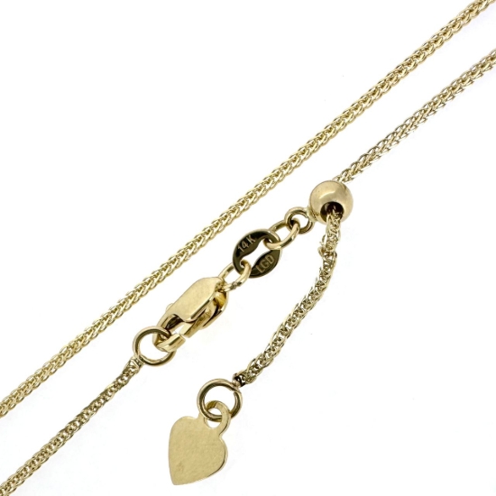 wholesale 14k gold adjustable chain necklace-square wheat chain