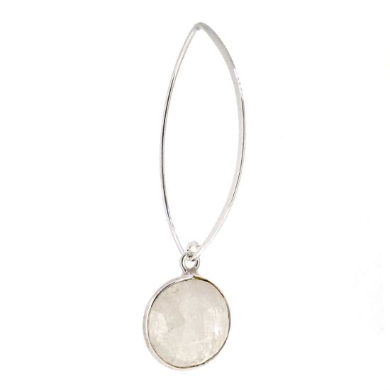 Wholesale Sterling Silver Marquise  Earrings  with 14mm Round Bezel Birthstones