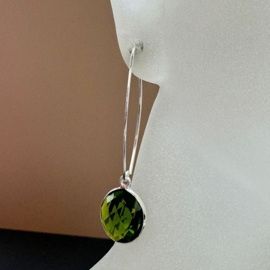 Wholesale Sterling Silver Marquise  Earrings  with 14mm Round Bezel Birthstones