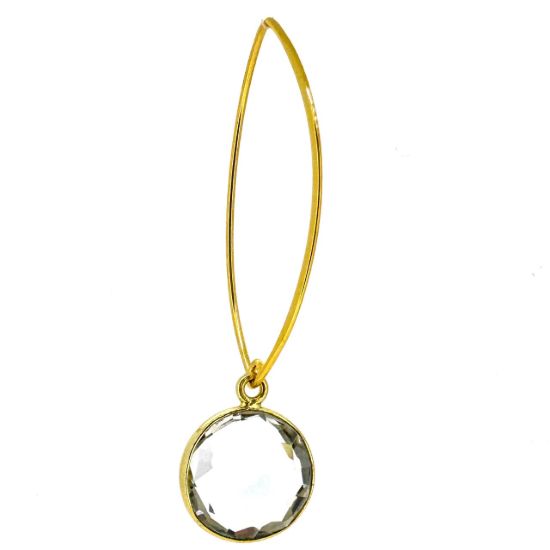 Wholesale Gold over Sterling Silver Marquise Earrings  with 14mm Round Bezel Birthstones