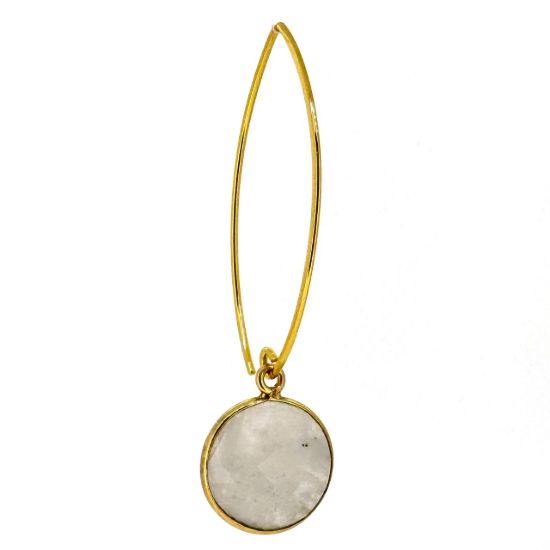 Wholesale Gold over Sterling Silver Marquise Earrings  with 14mm Round Bezel Birthstones