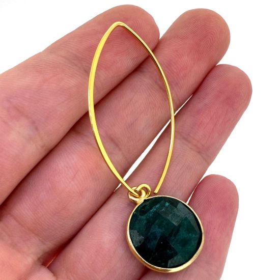 Wholesale Gold over Sterling Silver Marquise Earrings  with 14mm Round Bezel Birthstones