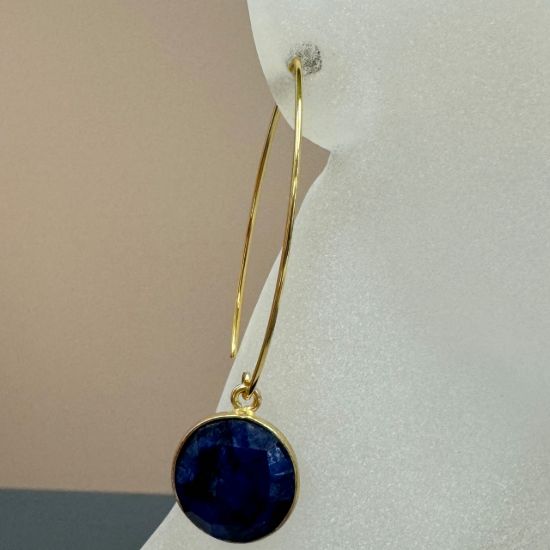 Wholesale Gold over Sterling Silver Marquise Earrings  with 14mm Round Bezel Birthstones