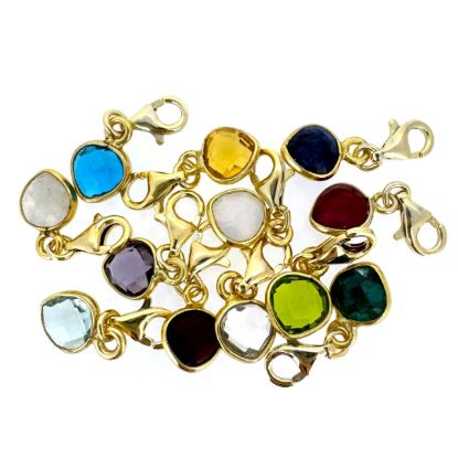 Wholesale Gold over Sterling Silver 6mm Heart Bezel ADD ON Charm with Clasp