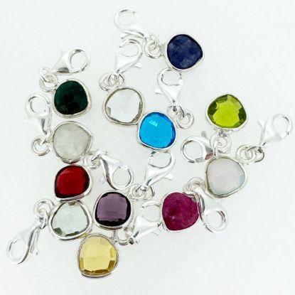 Wholesale Sterling Silver 6mm Heart Bezel Birthstone ADD ON Charm with Clasp