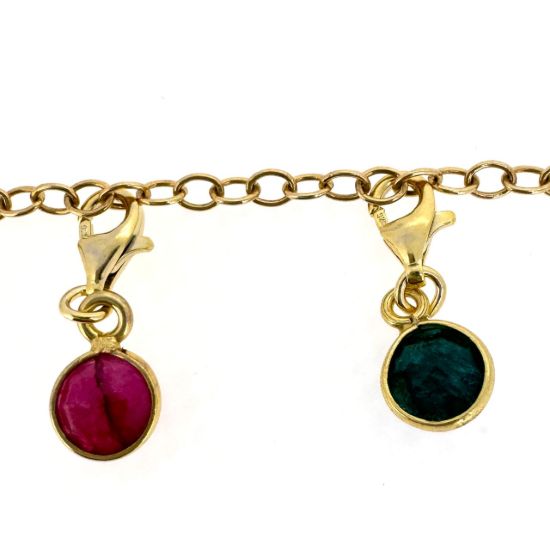 Wholesale Gold Over Sterling Silver 6mm Round Bezel Birthstone ADD ON Charm with Clasp 