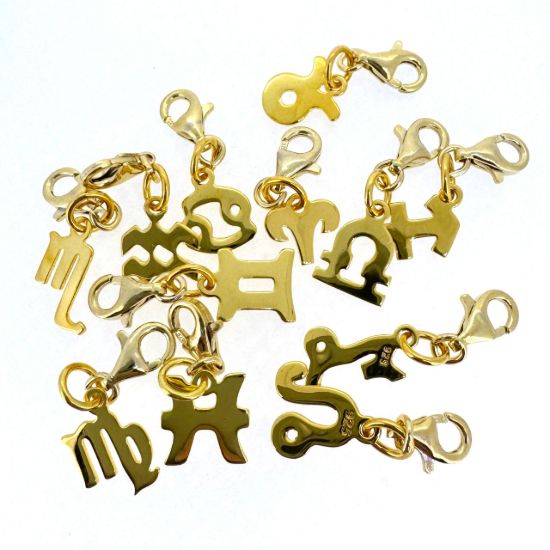 Wholesale Gold Over Sterling Silver Zodiac Horoscope ADD ON Charms with Clasp