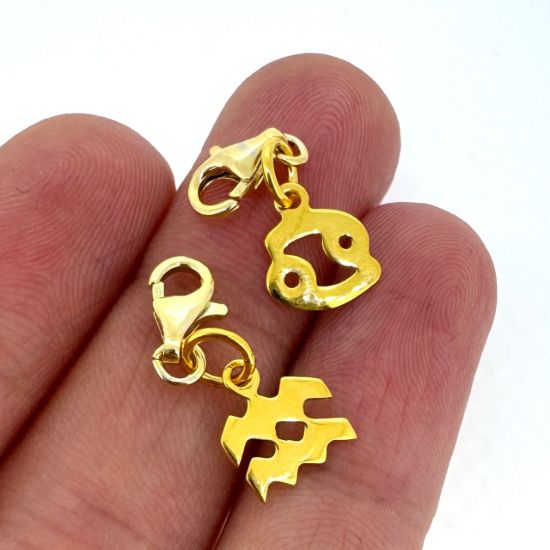 Wholesale Gold Over Sterling Silver Zodiac Horoscope ADD ON Charms with Clasp