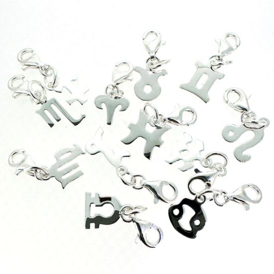 Wholesale 925 Sterling Silver Zodiac Sign Horoscope ADD ON Charms with Clasp
