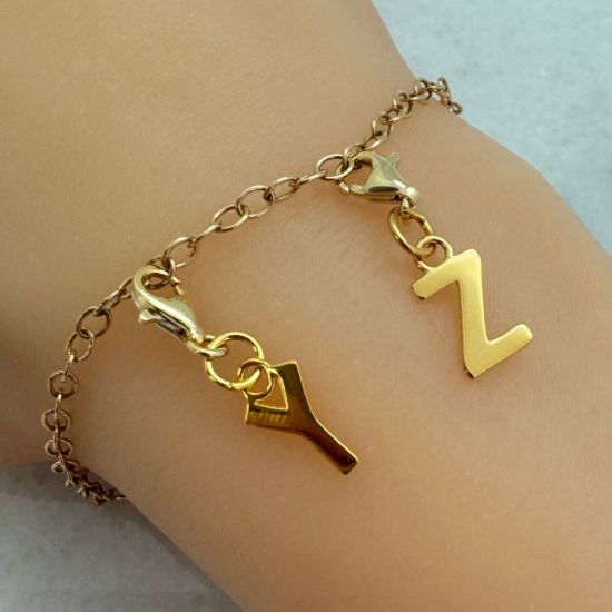 Wholesale Gold Over Sterling Silver Smooth Letter Charm with Clasp, A-Z Letter Pendant (1 piece)