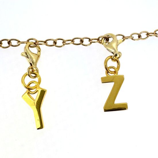 Wholesale Gold Over Sterling Silver Smooth Letter Charm with Clasp, A-Z Letter Pendant (1 piece)
