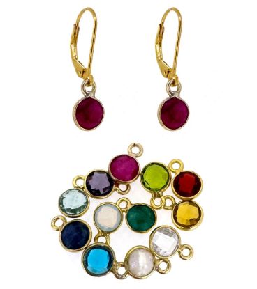 Wholesale Gold over Sterling Silver Lever Back Earrings with 6mm Round Bezel Birthstone 