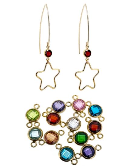 Wholesale 14K Gold Filled Fancy 4mm AAA CZ Bezel Birthstone and Star Drop Earrings  
