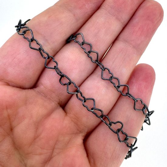 Wholesale Oxidized Sterling Silver Bulk Chain - 5X4mm Heart Link Chain (sold per foot)