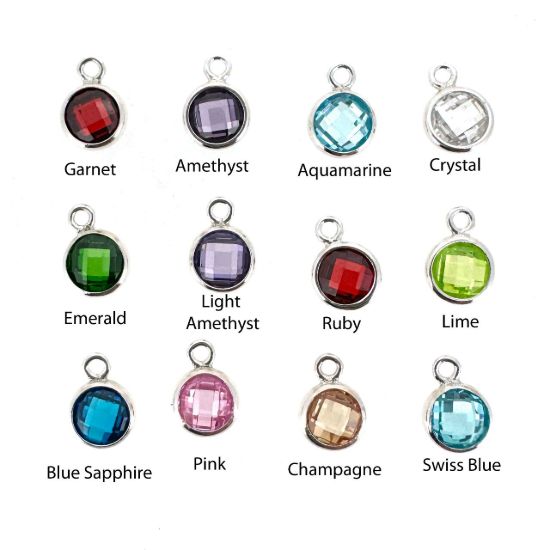 Wholesale Sterling Silver Fancy 6mm AAA CZ Bezel Birthstone Earrings  with 12mm Half Hoops