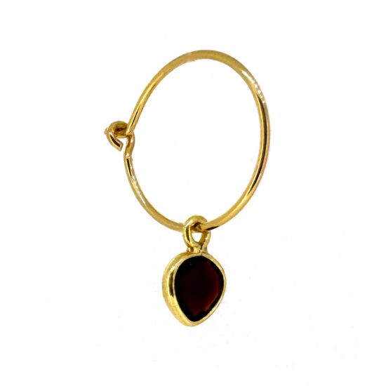 Wholesale Gold over Sterling Silver Birthstone Earrings - 15mm Hoop with 6mm Heart Bezel charms