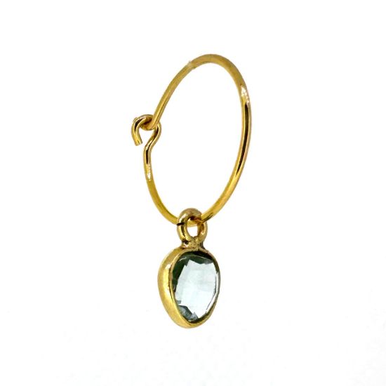 Wholesale Gold over Sterling Silver Birthstone Earrings - 15mm Hoop with 6mm Heart Bezel charms