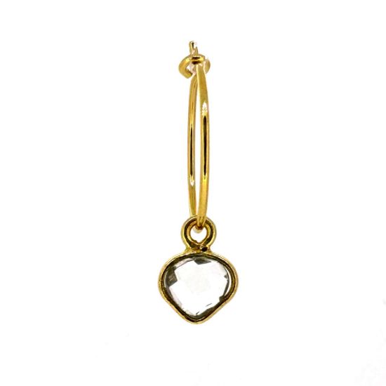 Wholesale Gold over Sterling Silver Birthstone Earrings - 15mm Hoop with 6mm Heart Bezel charms