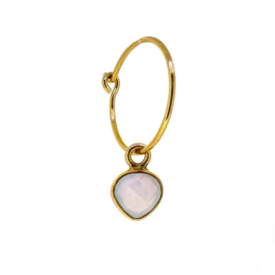 Wholesale Gold over Sterling Silver Birthstone Earrings - 15mm Hoop with 6mm Heart Bezel charms