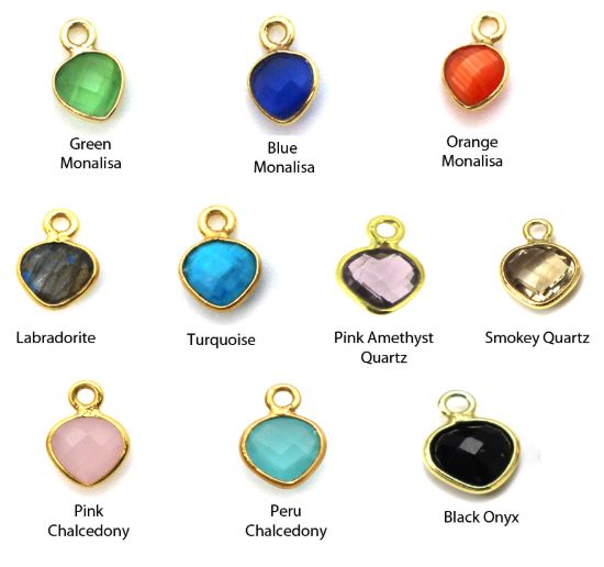 Wholesale Gold over Sterling Silver Birthstone Earrings - 15mm Hoop with 6mm Heart Bezel charms