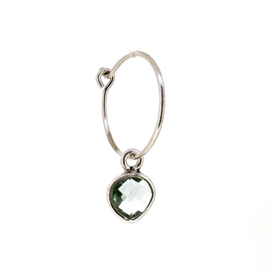 Wholesale Sterling Silver 15mm Hoop Earrings with 6mm Heart Bezel Birthstones