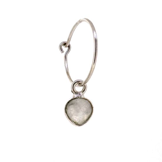 Wholesale Sterling Silver 15mm Hoop Earrings with 6mm Heart Bezel Birthstones