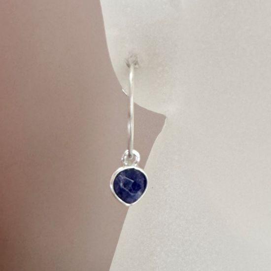 Wholesale Sterling Silver 15mm Hoop Earrings with 6mm Heart Bezel Birthstones