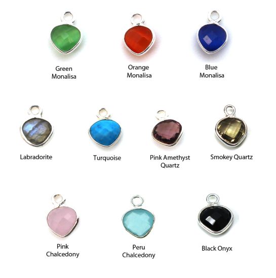 Wholesale Sterling Silver 6mm Heart Bezel Birthstone ADD ON Charm with Clasp