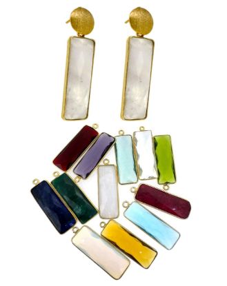 Wholesale Gold over Sterling Silver Fancy Textured Round Earrings with Rectangle Bezel Birthstone Charms