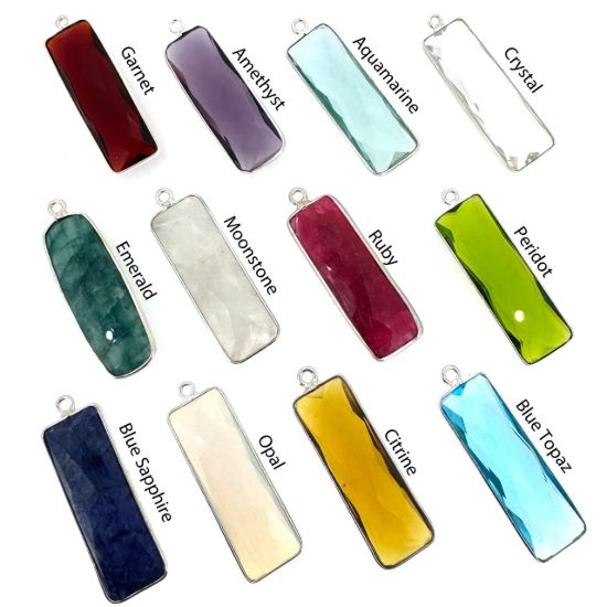 Wholesale Sterling Silver Leverback Earrings with Rectangle Bezel Birthstones