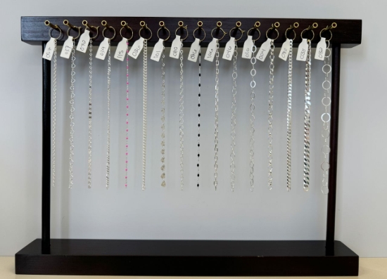 Wholesale 925 Sterling Silver Chains Permanent Jewelry Starter Kit #5- 16 Chain Styles