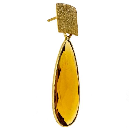 Wholesale Gold over Sterling Silver Fancy Textured Square Earrings with Long Teardrop Birthstone