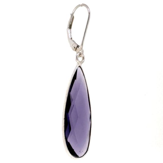 Wholesale Sterling Silver Leverback Earrings with Elongated Teardrop Bezel Birthstones
