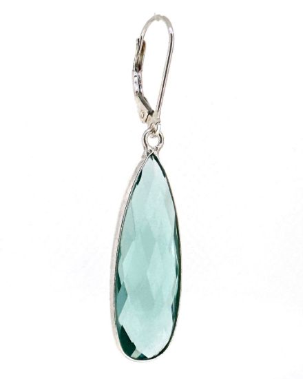 Wholesale Sterling Silver Leverback Earrings with Elongated Teardrop Bezel Birthstones
