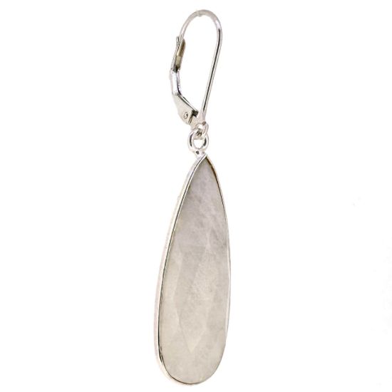 Wholesale Sterling Silver Leverback Earrings with Elongated Teardrop Bezel Birthstones