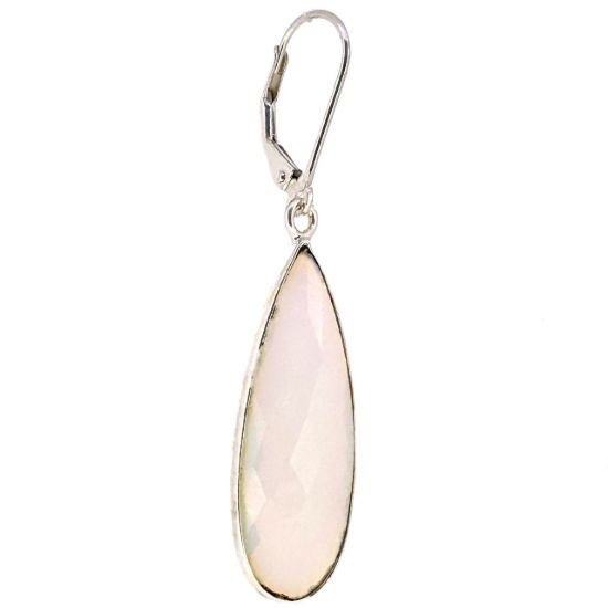 Wholesale Sterling Silver Leverback Earrings with Elongated Teardrop Bezel Birthstones