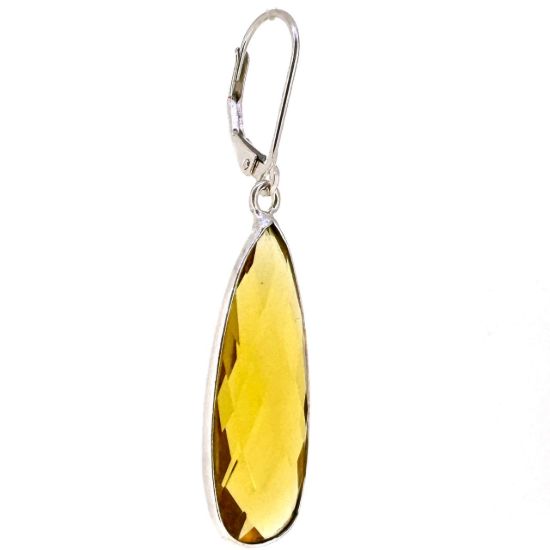 Wholesale Sterling Silver Leverback Earrings with Elongated Teardrop Bezel Birthstones