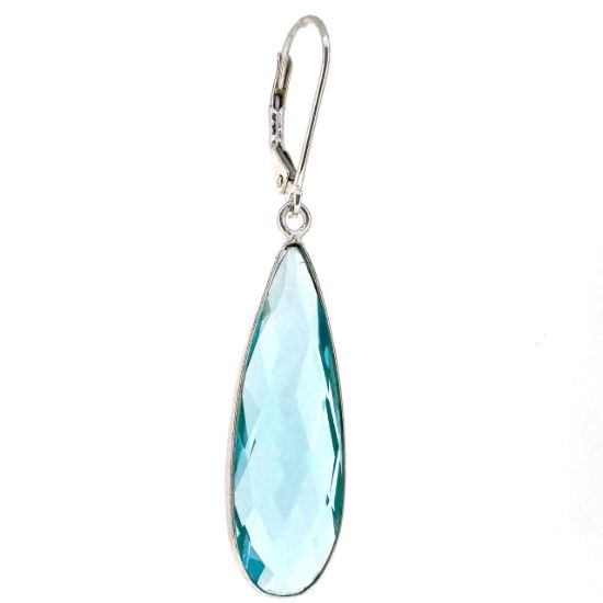 Wholesale Sterling Silver Leverback Earrings with Elongated Teardrop Bezel Birthstones