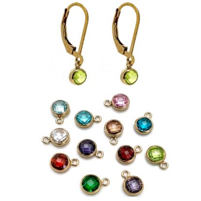 Wholesale 14K Gold Filled 4mm AAA CZ Bezel Birthstone Leverback Earrings 