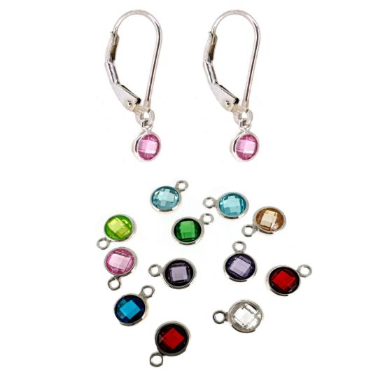 Wholesale 925 Sterling Silver 4mm AAA CZ Bezel Birthstone Leverback Earrings