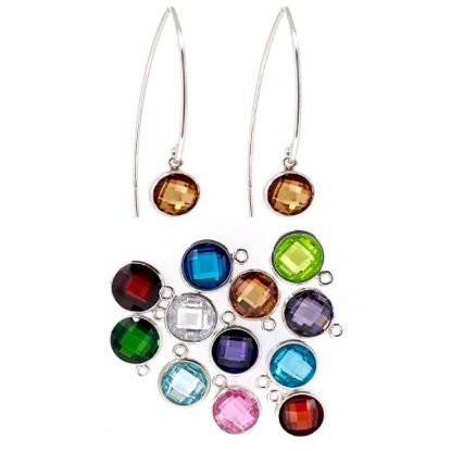 Wholesale 925 Sterling Silver Marquise Earrings with 6mm Round AAA CZ Bezel Birthstones