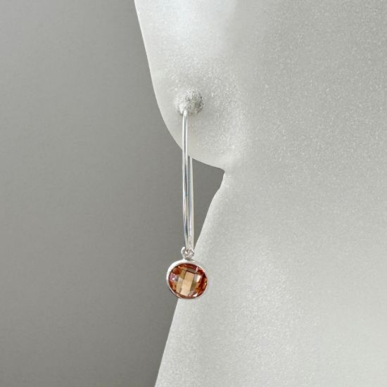 Wholesale 925 Sterling Silver Marquise Earrings with 6mm Round AAA CZ Bezel Birthstones