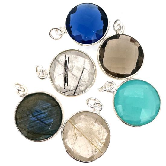 Wholesale Necklace Charm Bar Kit -14mm Round Bezel Pendant Kit #10