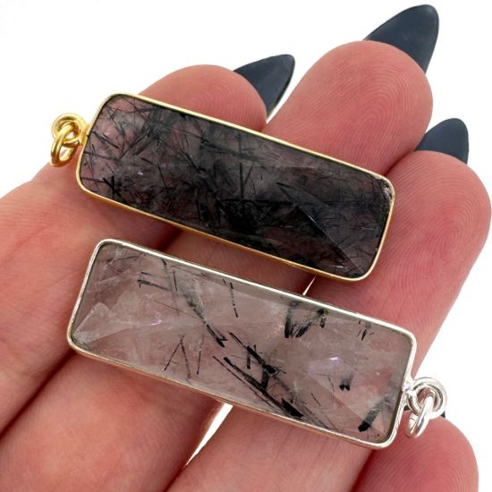 Wholesale Necklace Charm Bar Kit - 30*10mm Elongated Rectangle Bezel Pendant Kit #11