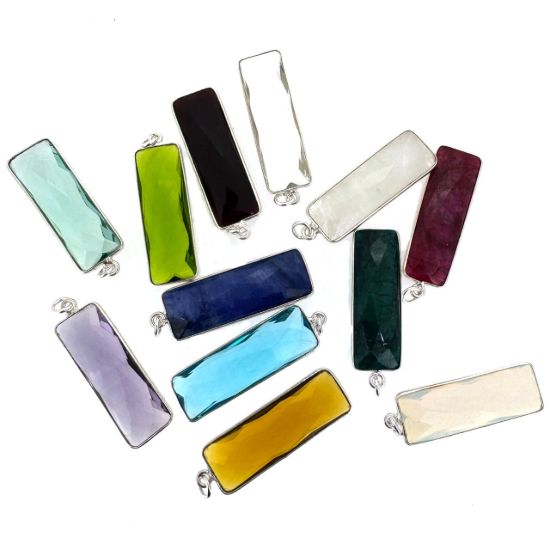 Wholesale Necklace Charm Bar Kit - 30*10mm Elongated Rectangle Bezel Pendant Kit #11
