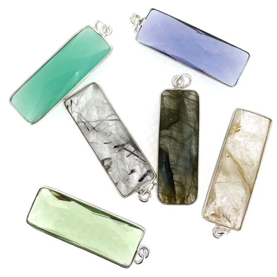 Wholesale Necklace Charm Bar Kit - 30*10mm Elongated Rectangle Bezel Pendant Kit #11