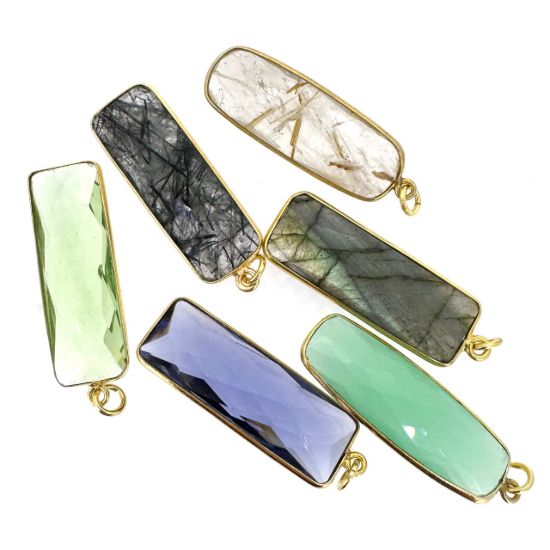 Wholesale Necklace Charm Bar Kit - 30*10mm Elongated Rectangle Bezel Pendant Kit #11